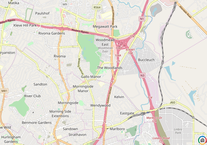 Map location of The Woodlands (JHB)